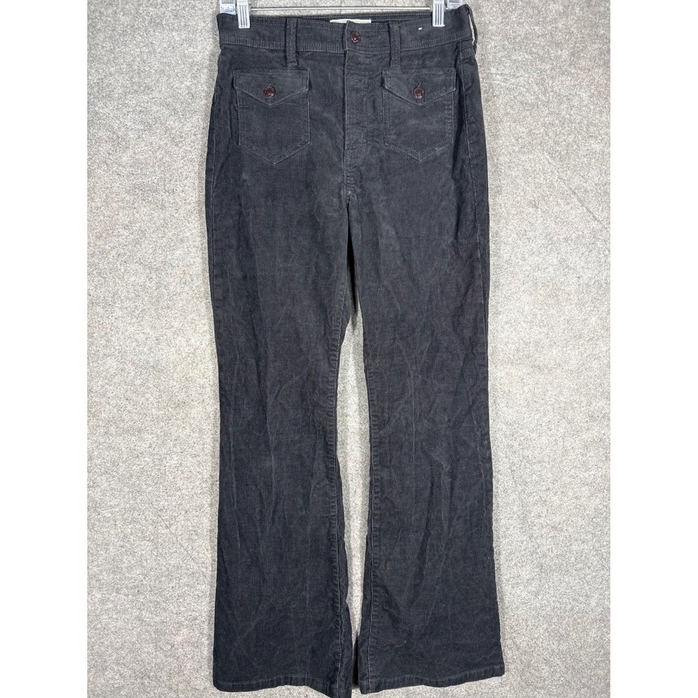Gap 70s Flare High Rise Corduroy Pants Black Size 6R 28 Stretch 796450-00